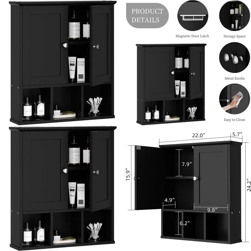 

Over-the-Toilet Storage Cabinet with Adjustable Shelves, Black
