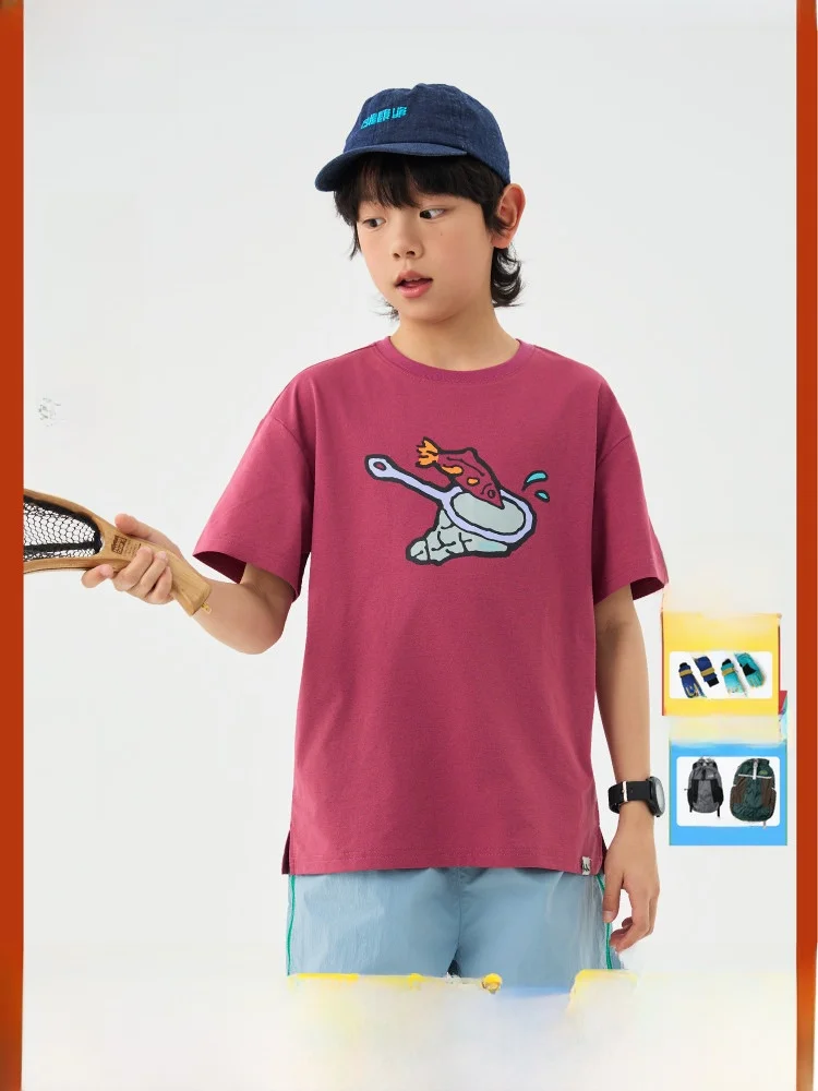 Mipo Quick Dry Summer Children's T-Shirt Cotton like Outdoor Sun Protection Short Sleeve Boys Girls Printed Fashion Top