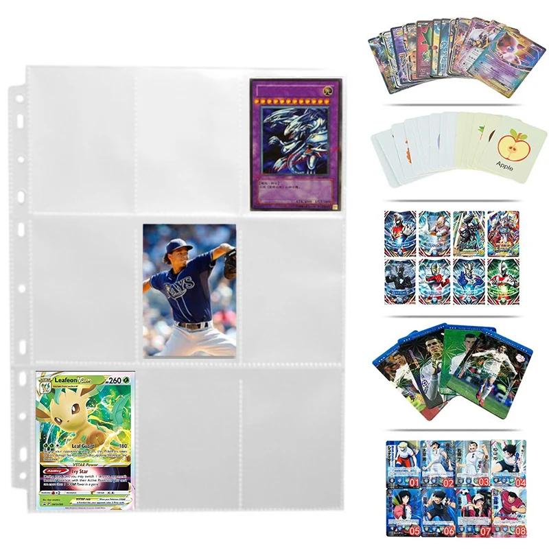 50PCS 9 Pocket Album Cards Holder Binder Page Trading Game YuGih Card Collection Transparent Folder Card Storage Toy