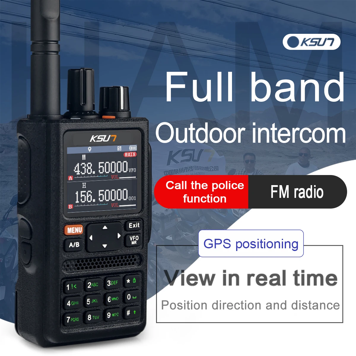 KSUN UV98D GPS UHF VHF راديو كامل النطاق CB محمول لاسلكي اتجاهين راديو FM Comunicador لاسلكي تخاطب طويل المدى