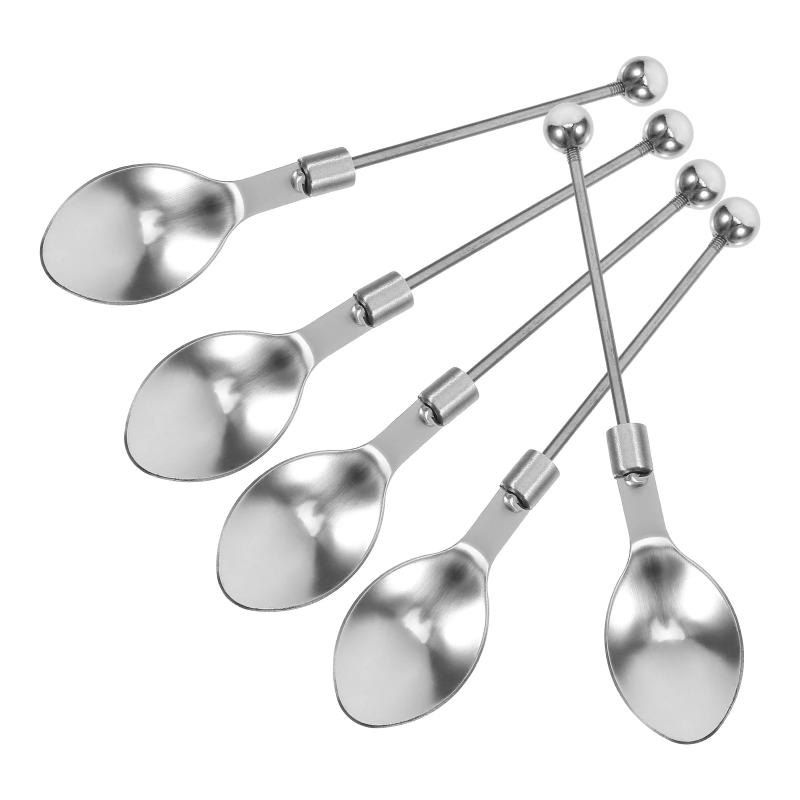 

5 Pcs Spoons Stainless Steel Dinner Daily Use Scoop DIY Beadable Silver Stirring Mixing
