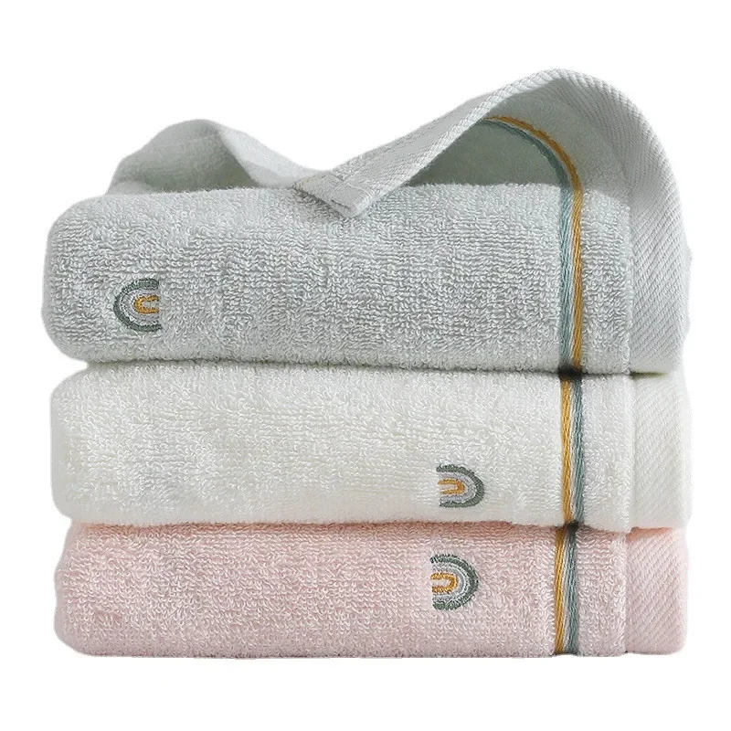 

34x75cm Rainbow Embroidery Thicken Cotton Soft Water Absorbent Home Bathroom Adult Women Hand Towel