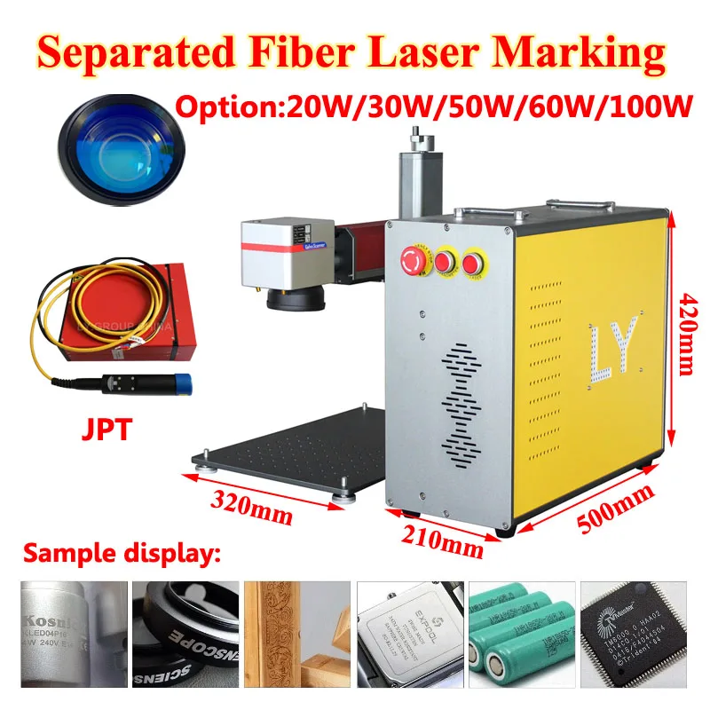 JPT 20W/30W/50W/60W/100W Separated Fiber Laser Marking Engraving Machine LP EM7 Engraver Carver for Metal Cutting Printer 220V