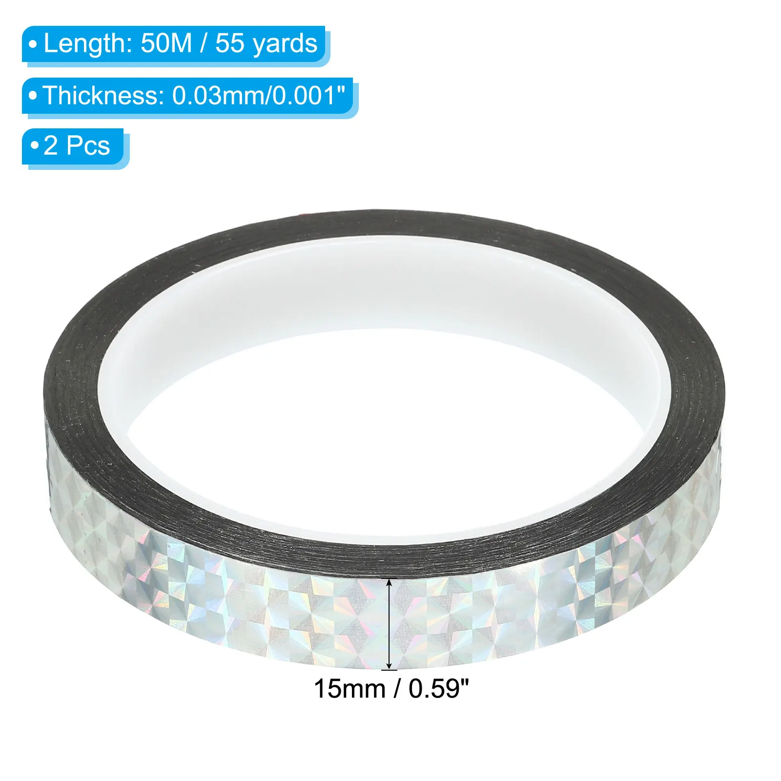 2Pcs Prism Tape 55 Yards Holographic Metalized Reflective Self Adhesive Tapes for DIY Art Craft Wrapping Wall Decoration