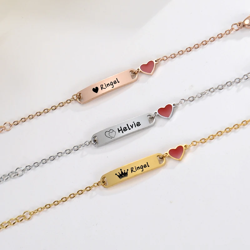 Personalized Baby Name Bracelet 14K Gold Plated Customized ID Bracelets for Girls Boys Custom Text Bracelet New Born Gift