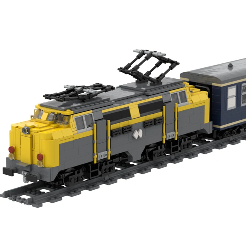 Classic MOC Bricks Dutch Passenger Train Railway Transport Motor Vehicle Model Building Block Experts Show Toys Children's Gifts