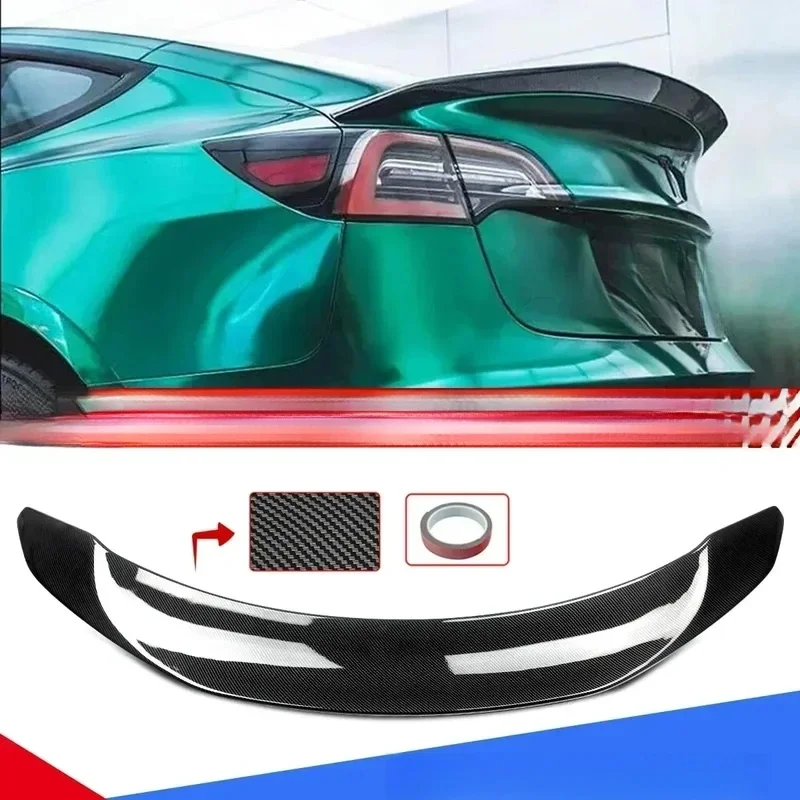 High Quality V Style Carbon Fiber Look Rear Trunk Lid Spoiler Auto Mod Parts 3