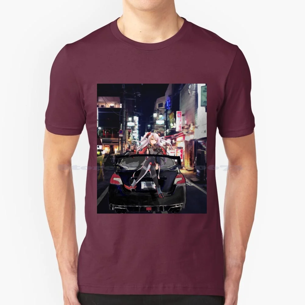 Prinz Eugene In T Shirt 100% Cotton Tee Prinz Eugene Azur Lane Car Japan Anime Surrealistic Iron Blood Automotive Girl Sitting