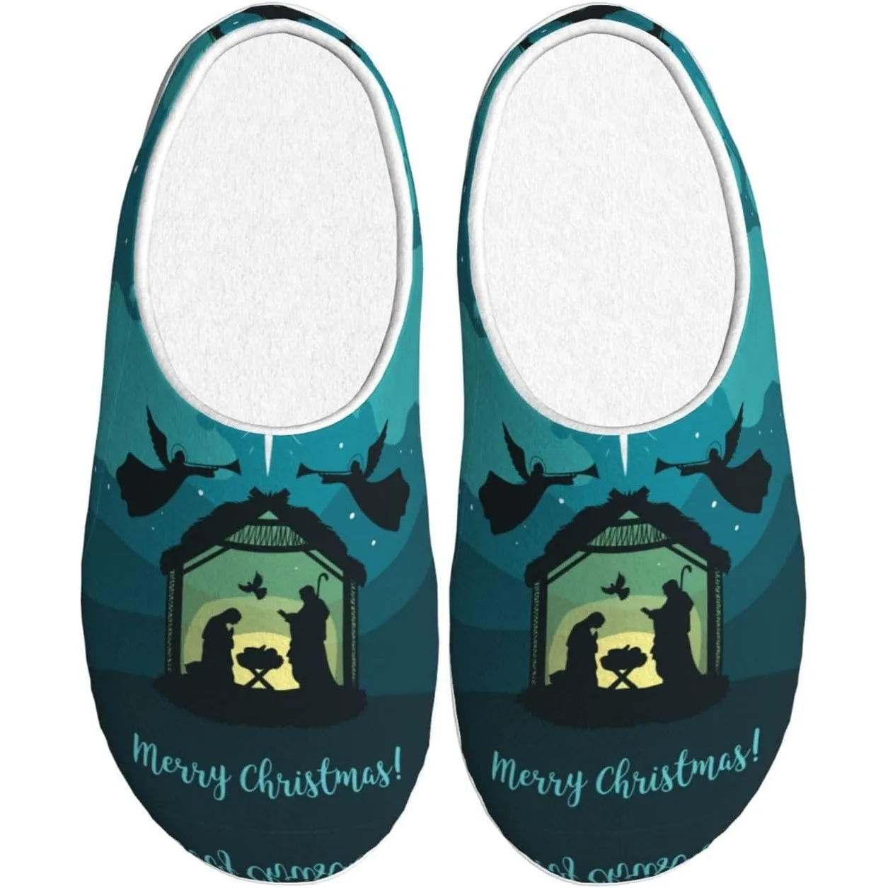 

Christmas Christian Nativity Scene Adult Cotton Slippers Home House Indoor Shoes