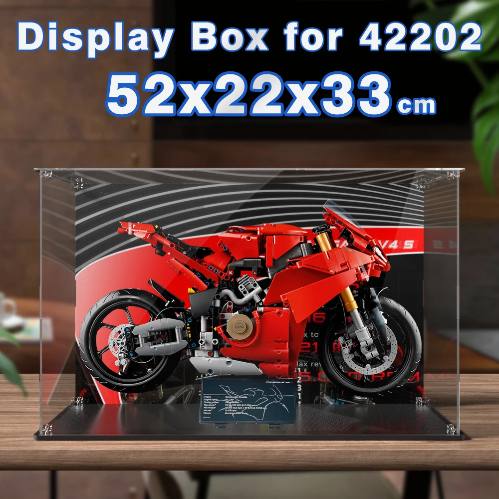 

Витрина для 42202, витрина для Panigale V4 S, строительный блок, пылезащитная прозрачная витрина, ящик для хранения игрушечных кирпичей