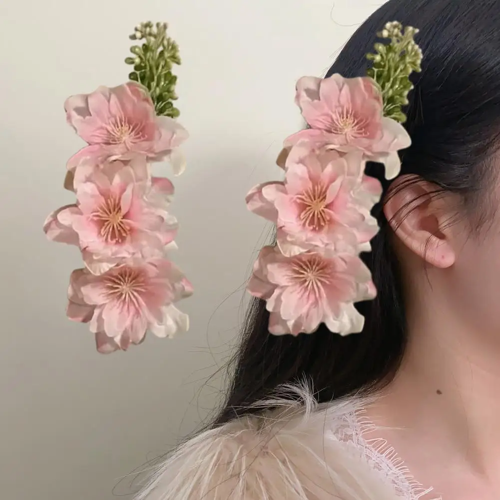 

Women Hair Claw 3D Flower Decor Hair Clip Fine Craftsmanship Back Head Flower Hair Claw Flower Headdress