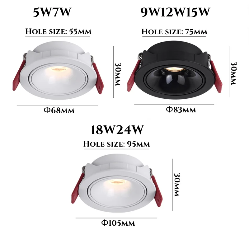 Ultracienkie reflektory LED oświetlenie nieba Wąskie boczne oprawy typu downlight COB z możliwością regulacji kąta 5W7W9W12W wbudowana dekoracja