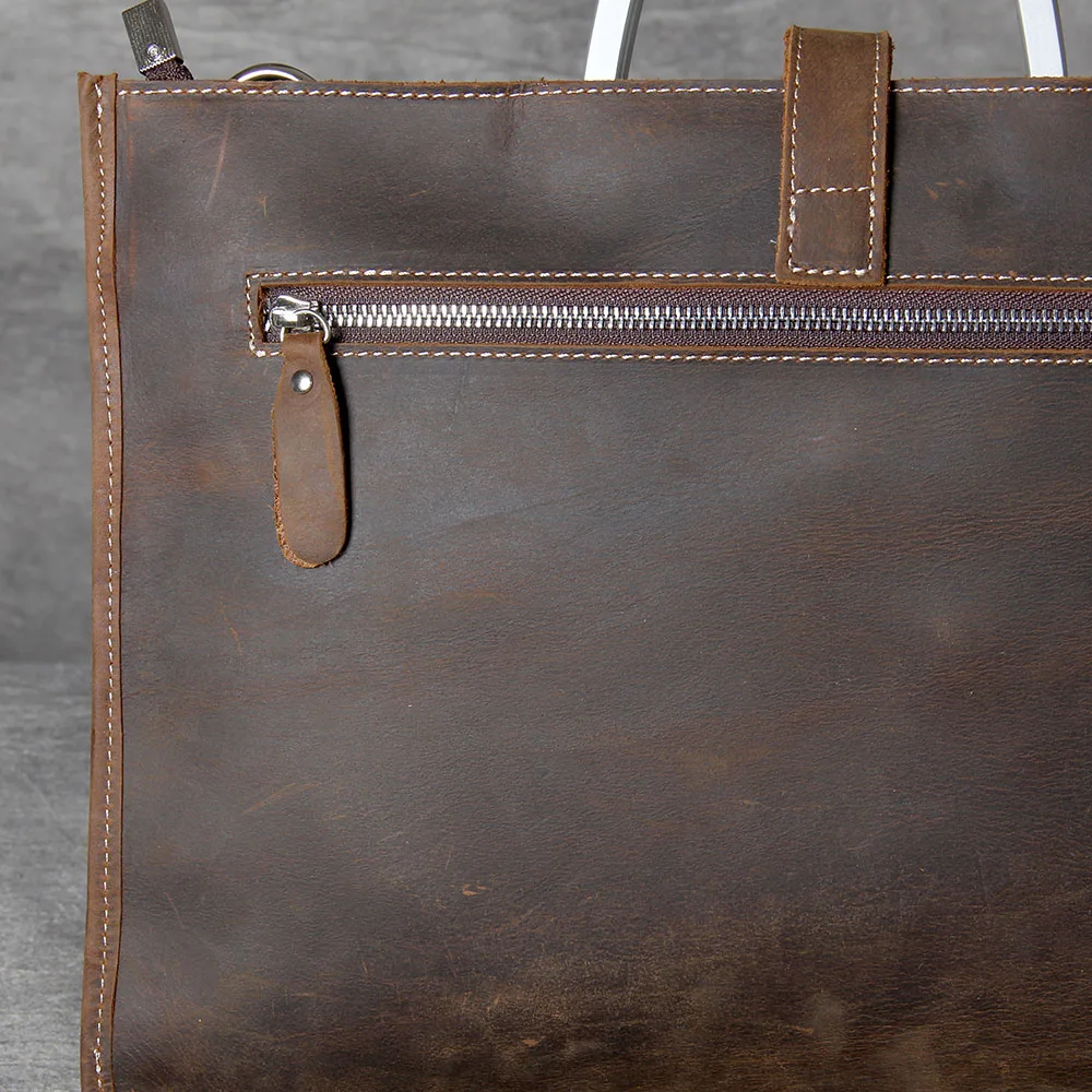 S.WORKER Schlichte Herrenhandtasche aus Vollnarbenleder | Klassische Herren-Aktentasche – Detail 15