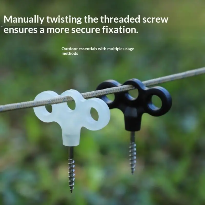 4Pcs Tent Stakes, 3-Eye Screw Pegs Stainless Steel For Camping Windproof Rope Nails With Threaded Design​