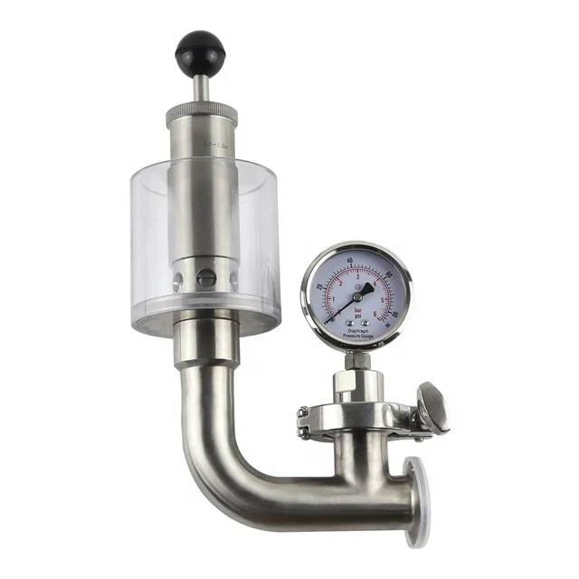 Stainless Steel DN32 Tri Clamp Spring Loaded Sanitary 0.2 -2.2 bar 32 psi Pressure Adjustable Spunding Valve for Brewery