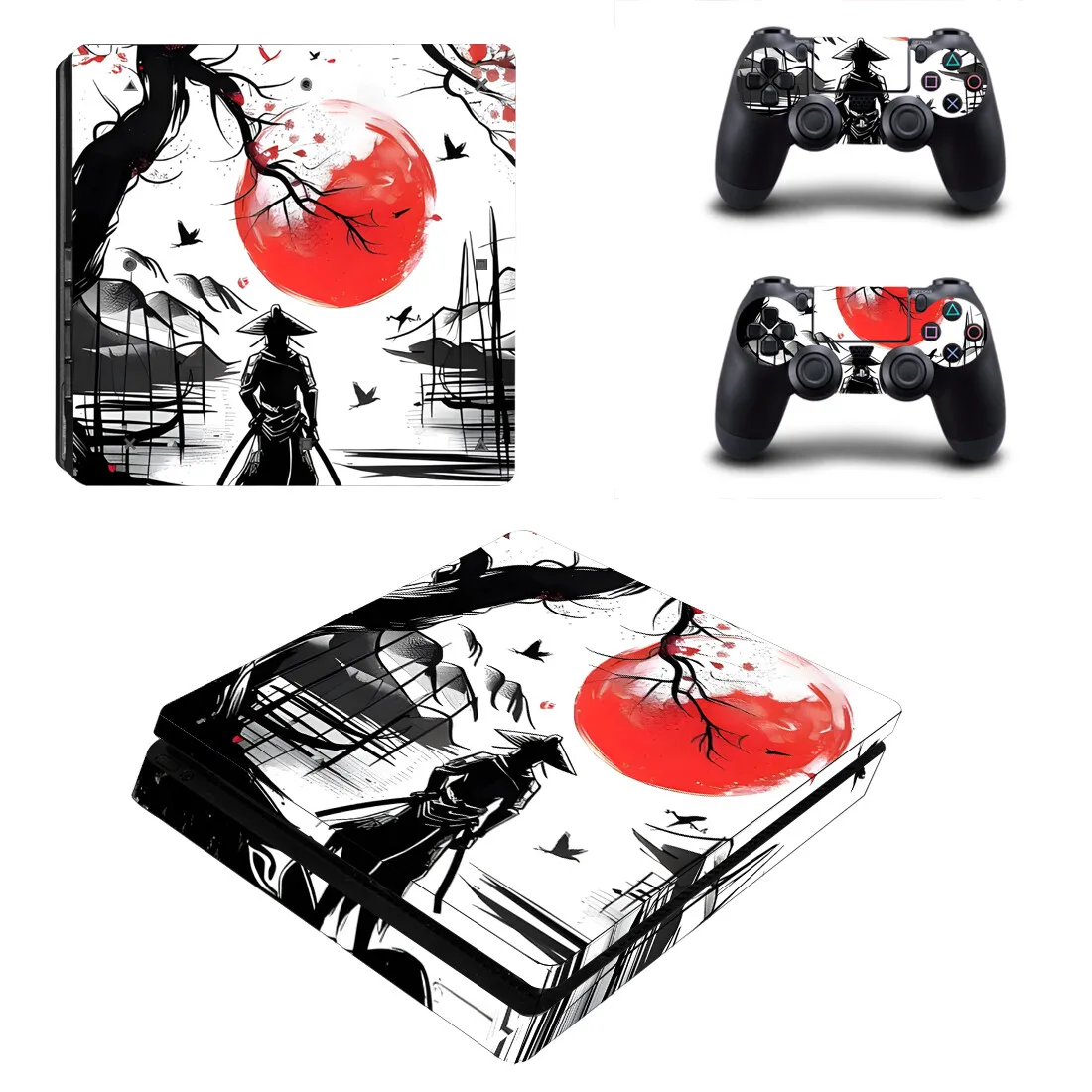 Vinilo Adhesivo Decorativo para PS4 Pro Slim con Diseño de Pintura Japonesa al Tinte, Protector para Consola y Control PS4 Fat