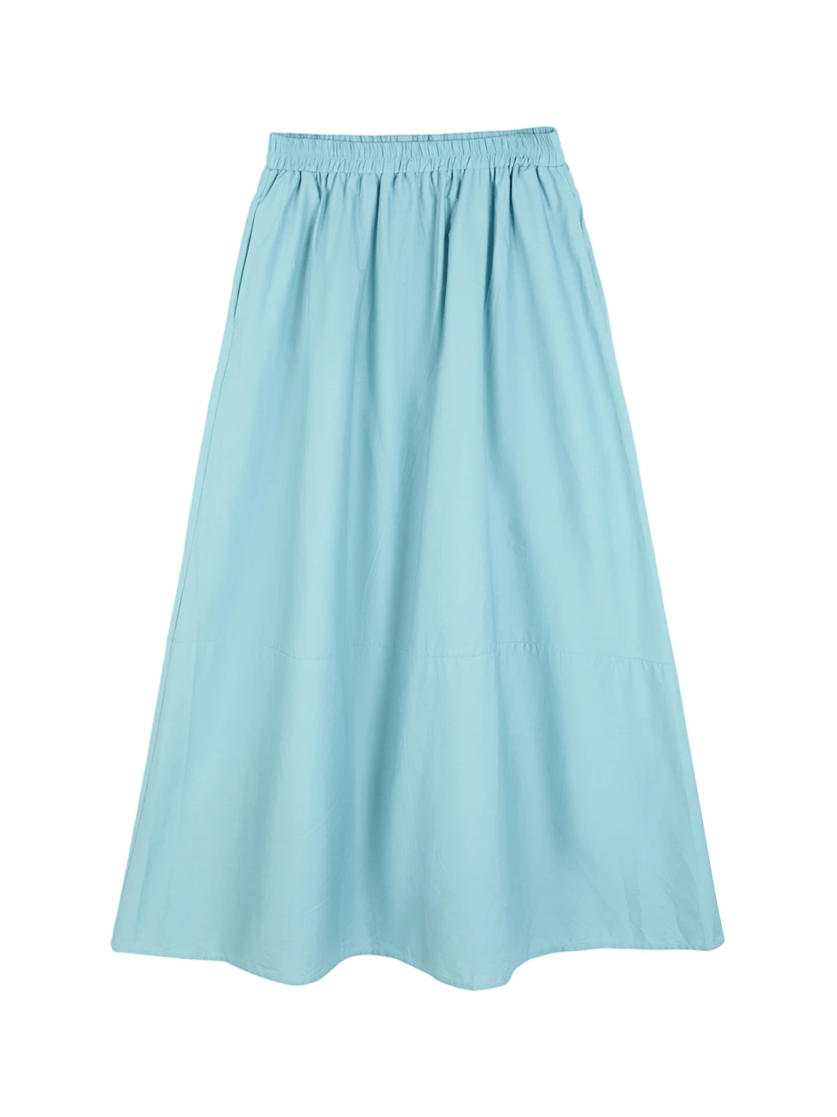 

MoZa Юбка трапециевидной формы с высокой талией, синяя повседневная летняя женская длинная прямая корейская офисная юбка чистого цвета для поездок на работу