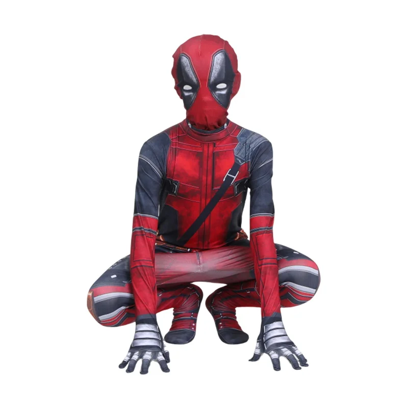 Dead Cosplay Pool Cosplay Kid Costume Child Superhero Roleplay Disguise Outfits Headgear Gloves Halloween Party Fantasia Suits image 2