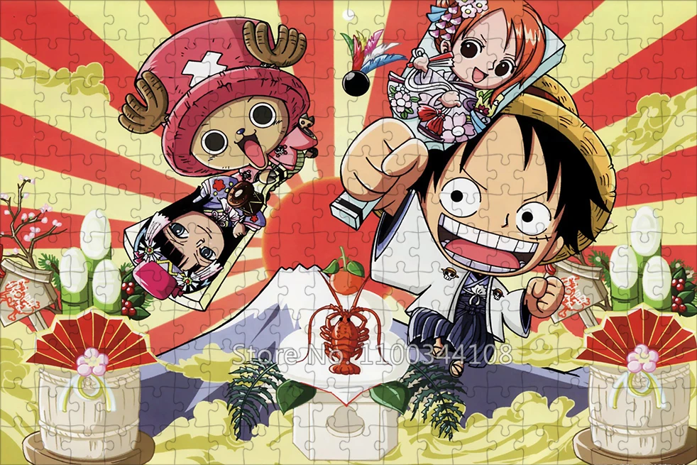 Popular Anime One Piece Jigsaw Puzzle Monkey D. Luffy Chopper Cartoon Puzzles 300/500/1000 Pieces Collection Children's Toys