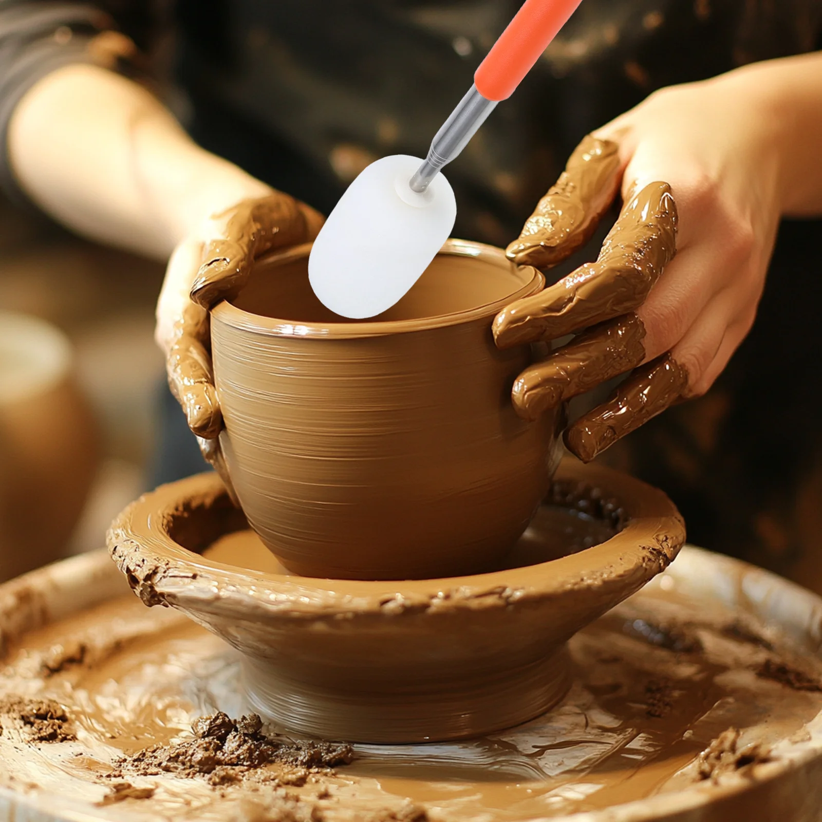 

Telescoping Pottery Sponge Stick Adjustable Ceramic Shaping Tool for Sculpting Carving Cleaning Clay Projects Mud Sponge Wand