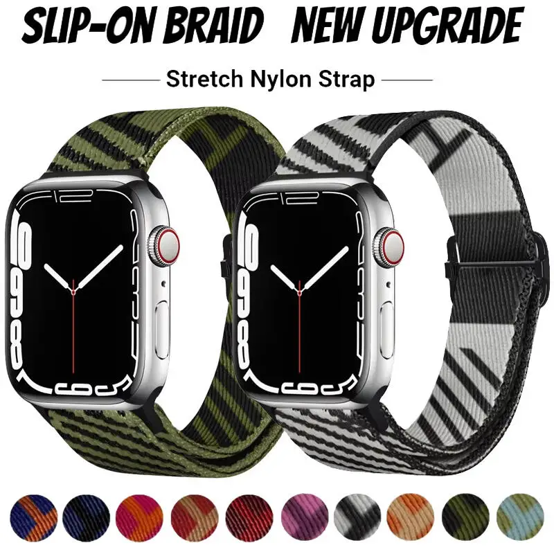 Stoff-Nylonarmband für Apple Watch 49 mm 42 mm 45 mm 44 mm 40 mm 41 mm 46 mm 38 mm Armband für iWatch Serie 11 10 9 8 7 SE3 Ultra 3 2