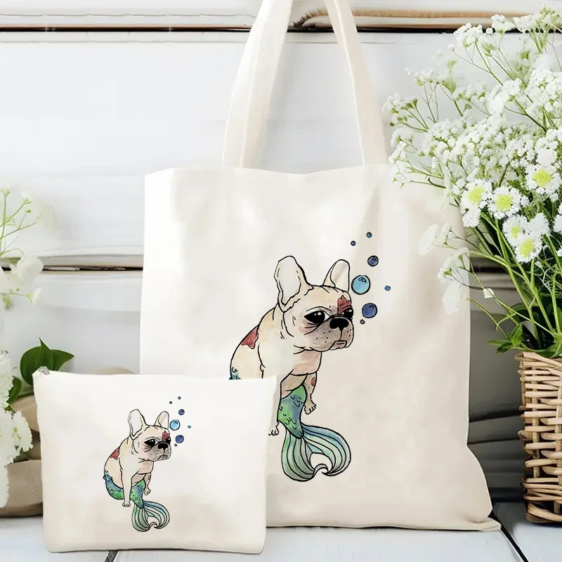 

Набор сумок: косметичка, шоппер, холщовая сумка-тоут, сумка через плечо с принтом бульдога, мультяшная сумка, женские сумки на заказ