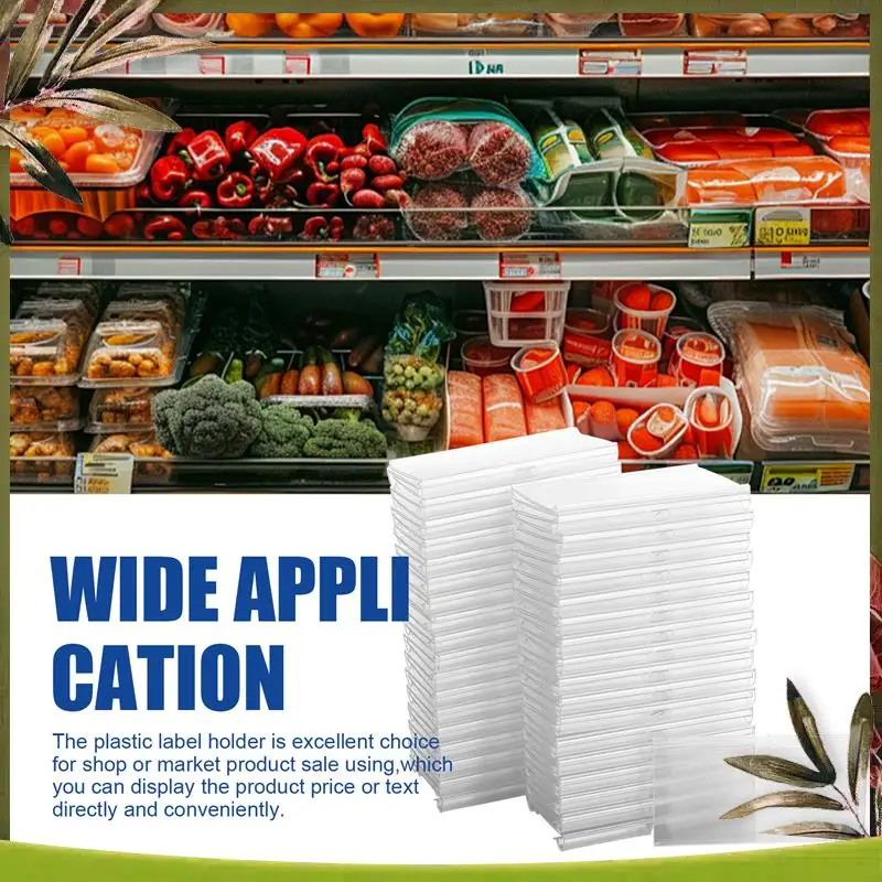 

New-70PC 8X4.2Cm Clear Plastic Label Holders For Wire Shelf Retail Price Label Basket Labels Clip On Labels For Storage Bins