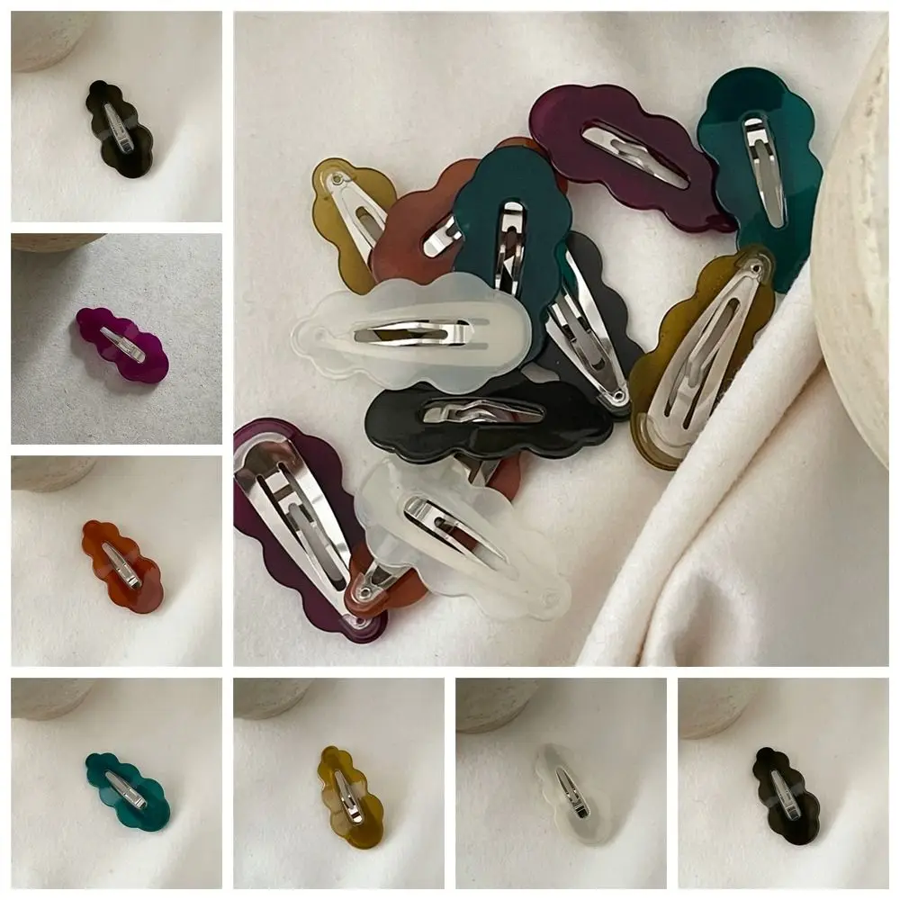 Fashion Hollow Wave Cloud Hair Clip Small Hair Clip Jelly Color BB Clip Side Clip Geometric Flower Hairpin Female