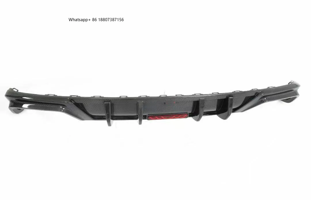 

ForAudi A6 C8 19-22 Sport Rear Lip with Dry Carbon Strip Light Carbon Fiber Bumper with Exhaust Cut-Outs