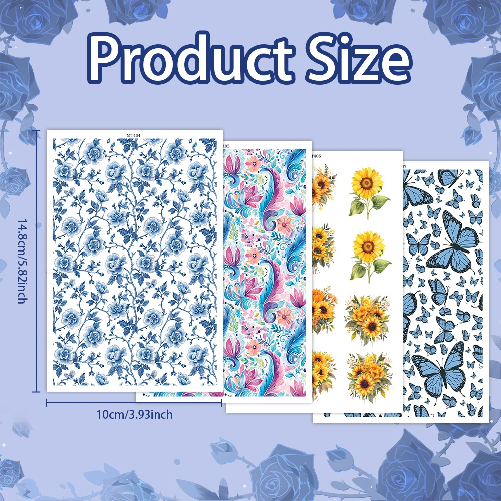 

Sunflower Colorful Feather Butterfly Pattern Polymer Clay Transfer Paper Stickers for Diy Jewelry Earrings Printing Paper Making