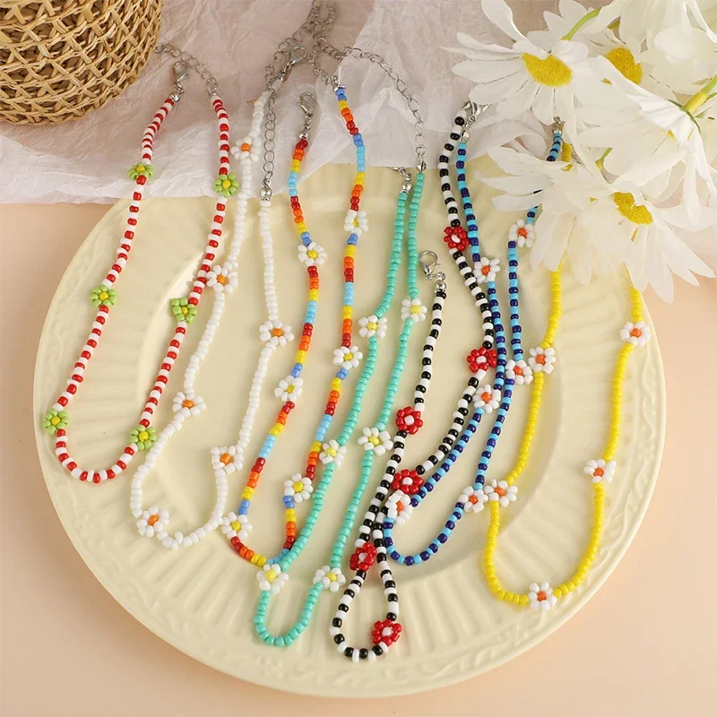 Bohemia Handmade Rice Beads Beaded Necklace For Women Girls Fashion Flower Summer Beach Clavicle Necklace Holiday Jewelry Gifts image 6