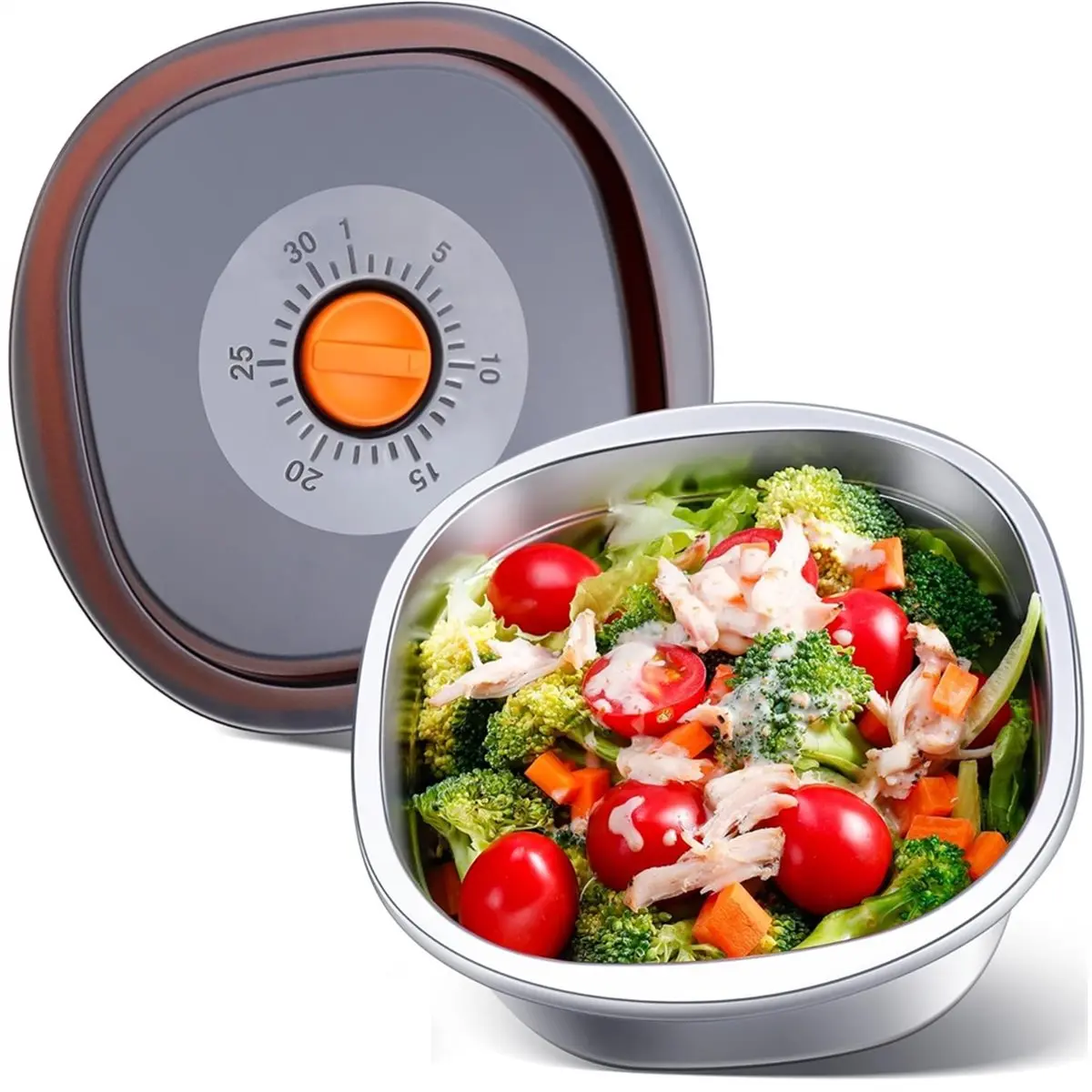 50oz Stainless Steel Salad Bowl with Leakproof Lid & Dressing Cup - Ideal for Meal Prep & Lunch