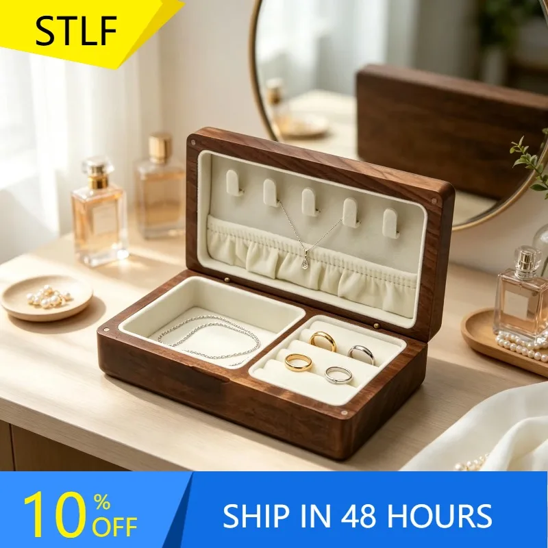 XMSJ Customize Large Size Storage Case Walnut Wood Jewelry Box With Magnet
