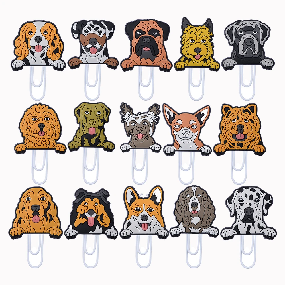 1pcs Cute Animals Bookmark Charms Various Dog Chihuahua Cane Corso Paper Clips Kawaii Cavalier King Charles Book Page Metal Clip