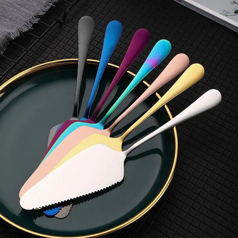 Stainless Steel Cake Server Long Handle Serrated Edge Pie Cutter Shovel Baking Tool For Pizza Cheese Dessert Home Party Use
