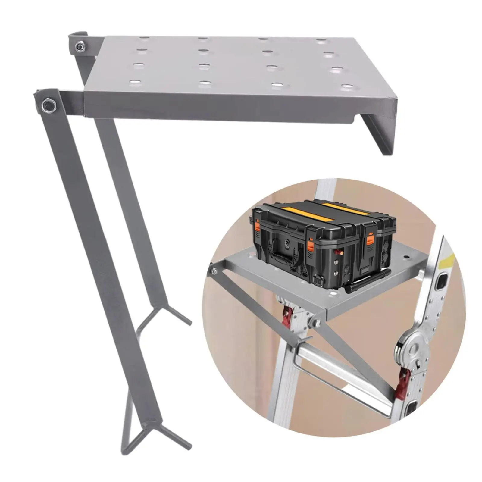 Plataforma de trabalho de escada Suporte de trabalho de escada resistente para instalar economia de espaço 13,8 polegadas x 10,4 polegadas