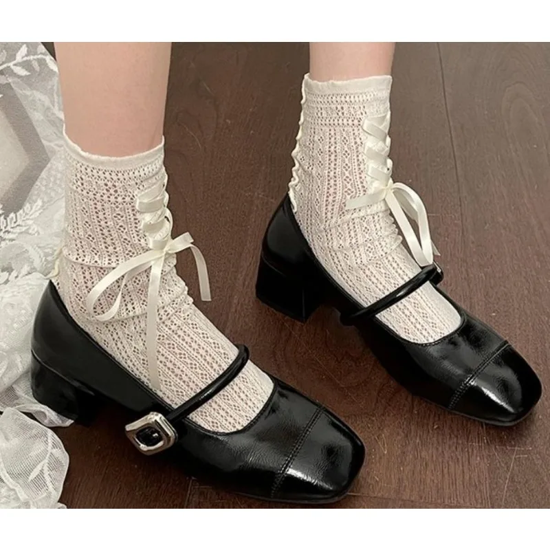 Ladies Summer New Fashion Square Toe Brand Design Women Mary Jane Shoes Elegant Square Heel Party Women High Heels Zapatos