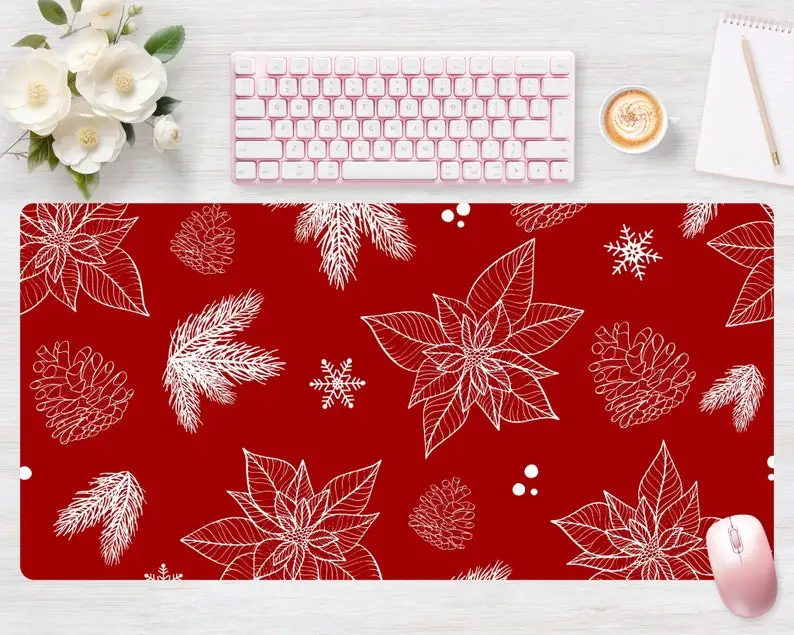 

Christmas Rose Floral Deskmat,festive Office Decor, Gaming Mousepad, Floral Desktop Accessory, Winter Home Office Gift, Non-slip
