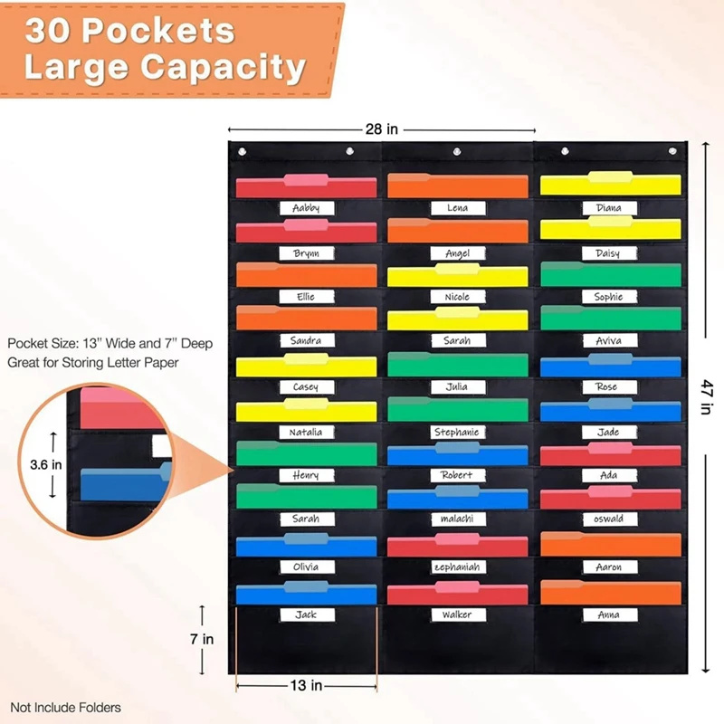 Imagem -06 - Parede Pendurado Pasta de Arquivos para Classroom 30 Gráfico de Bolso Bolso Alto Versátil Organizador 42in Wide x 47in Novo