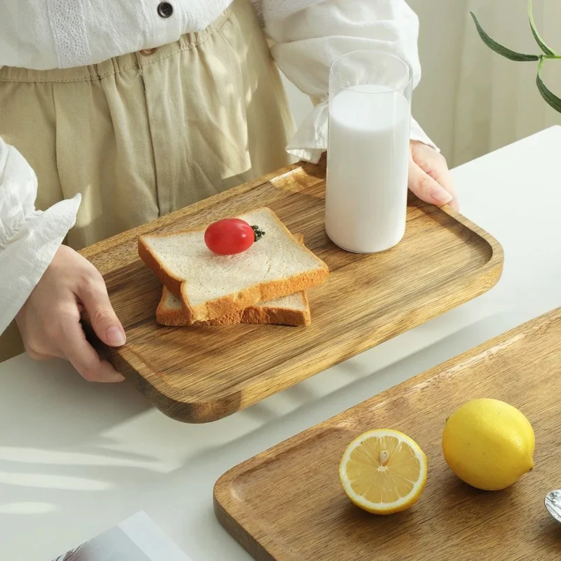 Japanese Zebra Wood Dessert Tray, Rectangular Tea Tray, Home Kitchen Accessories Wooden Tableware Snack Fruit Plate Cute Plate