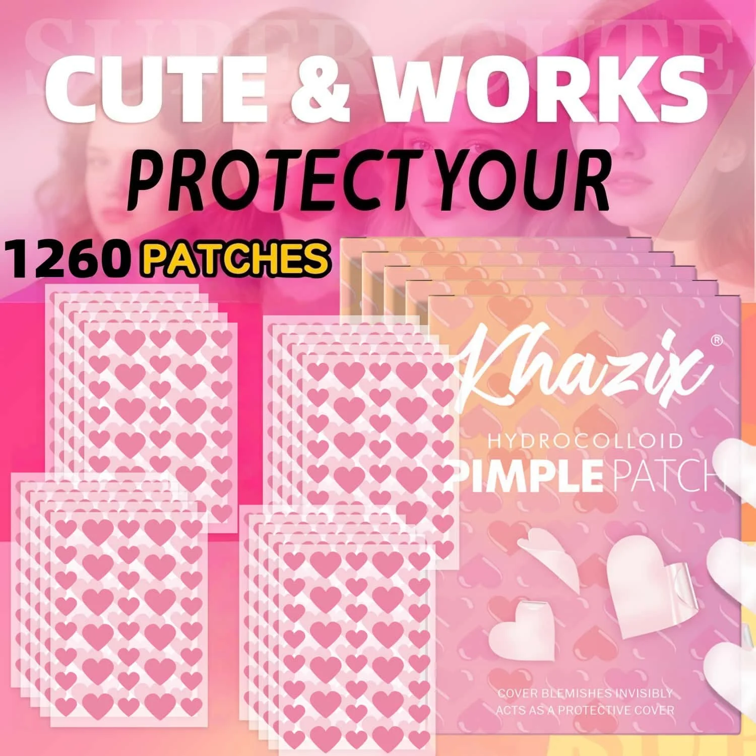 다양한 색상의 별 여드름 패치, 얼굴 여드름 패치, 컨실러 여드름 패치, 여드름 패치 1260개, 초박형 및 b