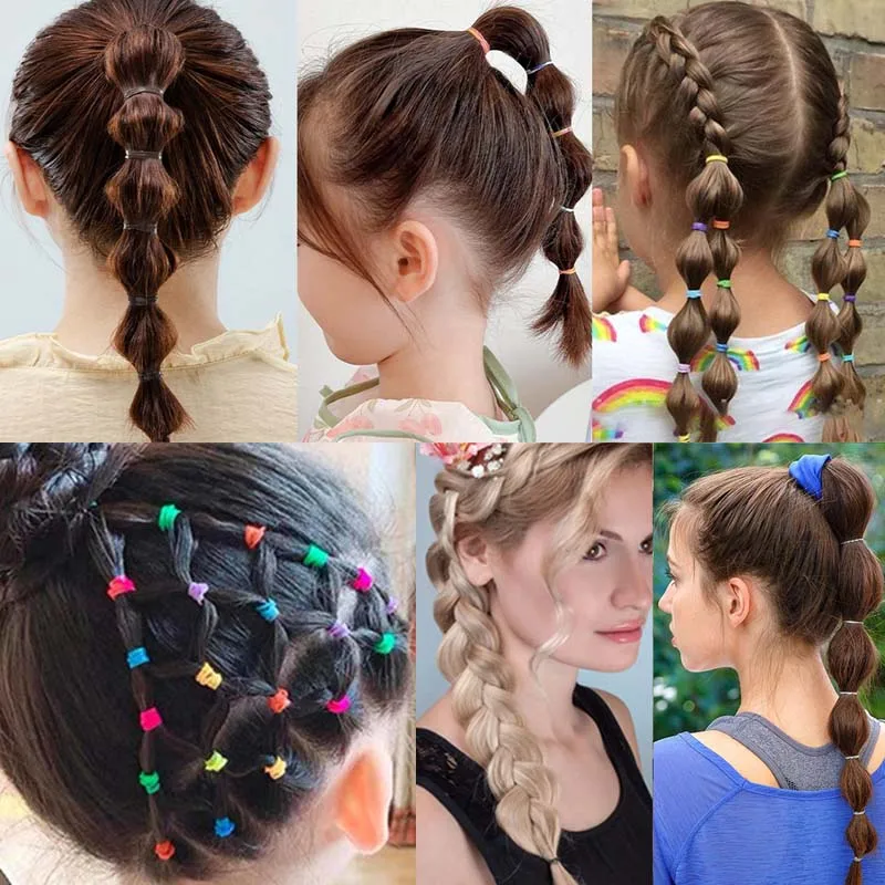 Cinta elástica de nailon para niña, accesorio colorido para el cabello, diadema para niña, coleta fija, 1000 piezas