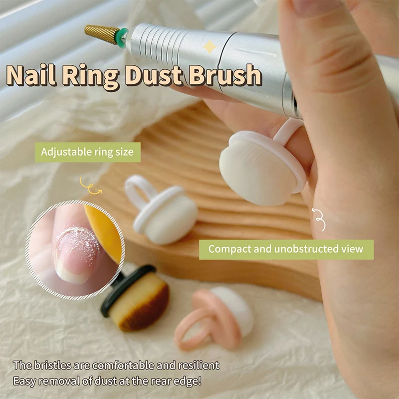 1/3pcs Plastic Nails Art Dust Cleaning Brush Buckle Brush Oval Gel Dust Cleaning Make Up Ring-shaped Brush Manicure Tools Kit