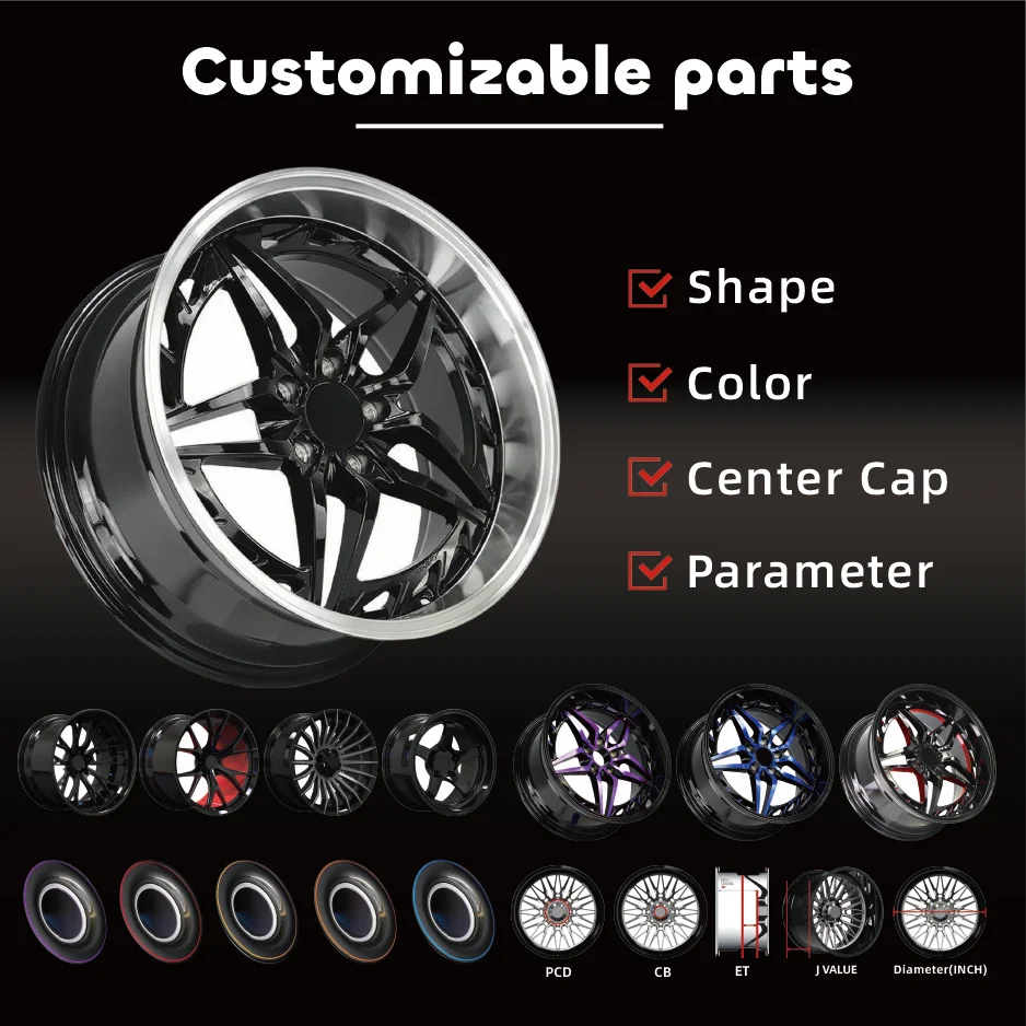 Para corvette c6 z06 novo monobloco dianteiro de duas peças rodas traseiras pcd5 * 20.65 cb70.3 beadlock design de cinco raios fresado & forjado