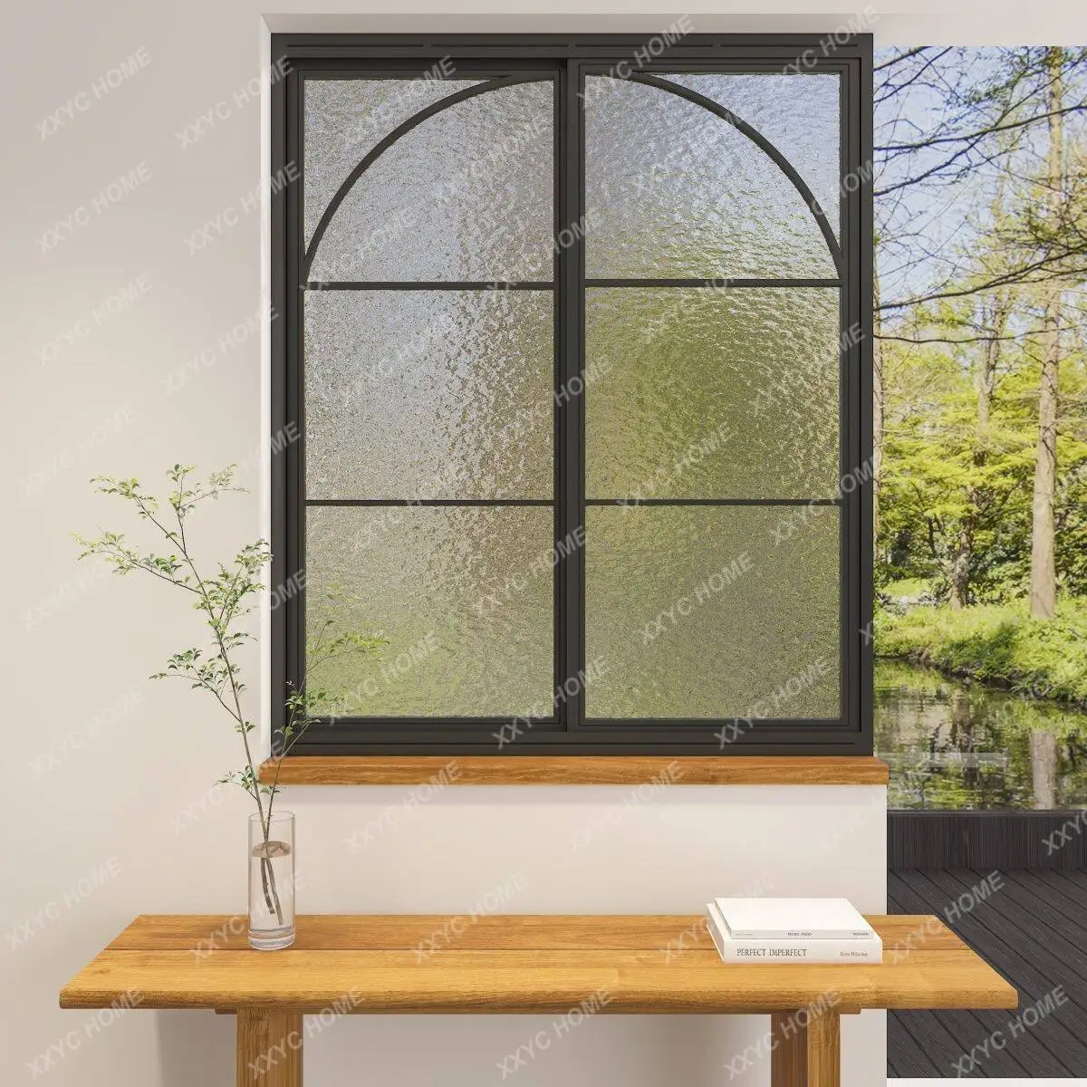 Indoor partition sliding window curved decoration casement living room room false window bathroom
