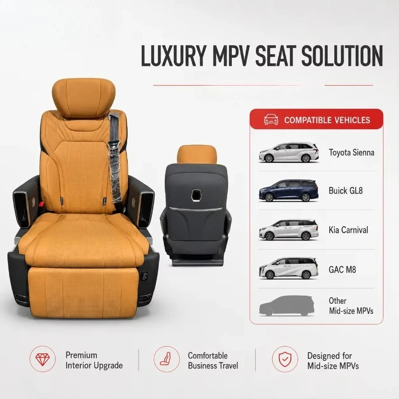 New Design Luxury Flame Retardant Napapi Leather Reclining Power Luxury Seat for  GL8  Sienna GAC M8 Van