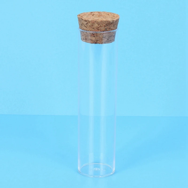 200Pcs 25X95mm Flat Bottom Tea Plastic Test Tube Drosophila Vials Culture Tube With Cork Stoppers