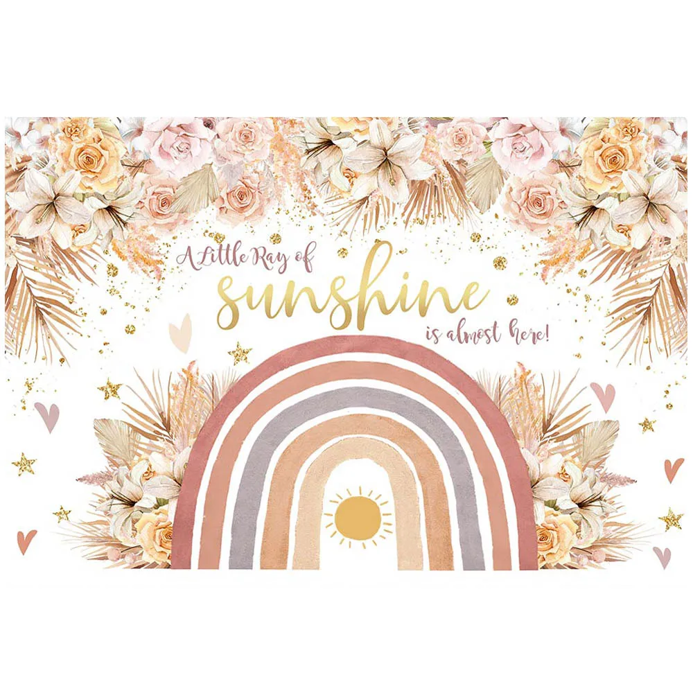 Mocsicka богемный Радужный детский душ фон для фотосъемки в стиле бохо цветок пампасы трава девушка первое причастие фото фон для студии