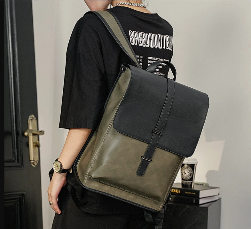 New Korean Fashion Trend High Quality Leather Travel Backpacks Men\'s Large Capacity Shoulder Bags School Bag Laptop Bagpack