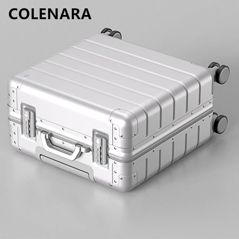 COLENARA Valigia di alta qualità Tutta in lega di alluminio e magnesio Scatola d'imbarco Trolley piccolo da 18 pollici Bagagli da lavoro da uomo